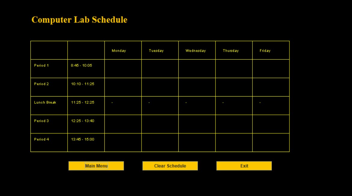 Computer Lab Schedule